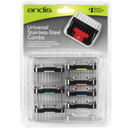 Andis front packaging showing the 8-piece comb set and organized colors for quick selection