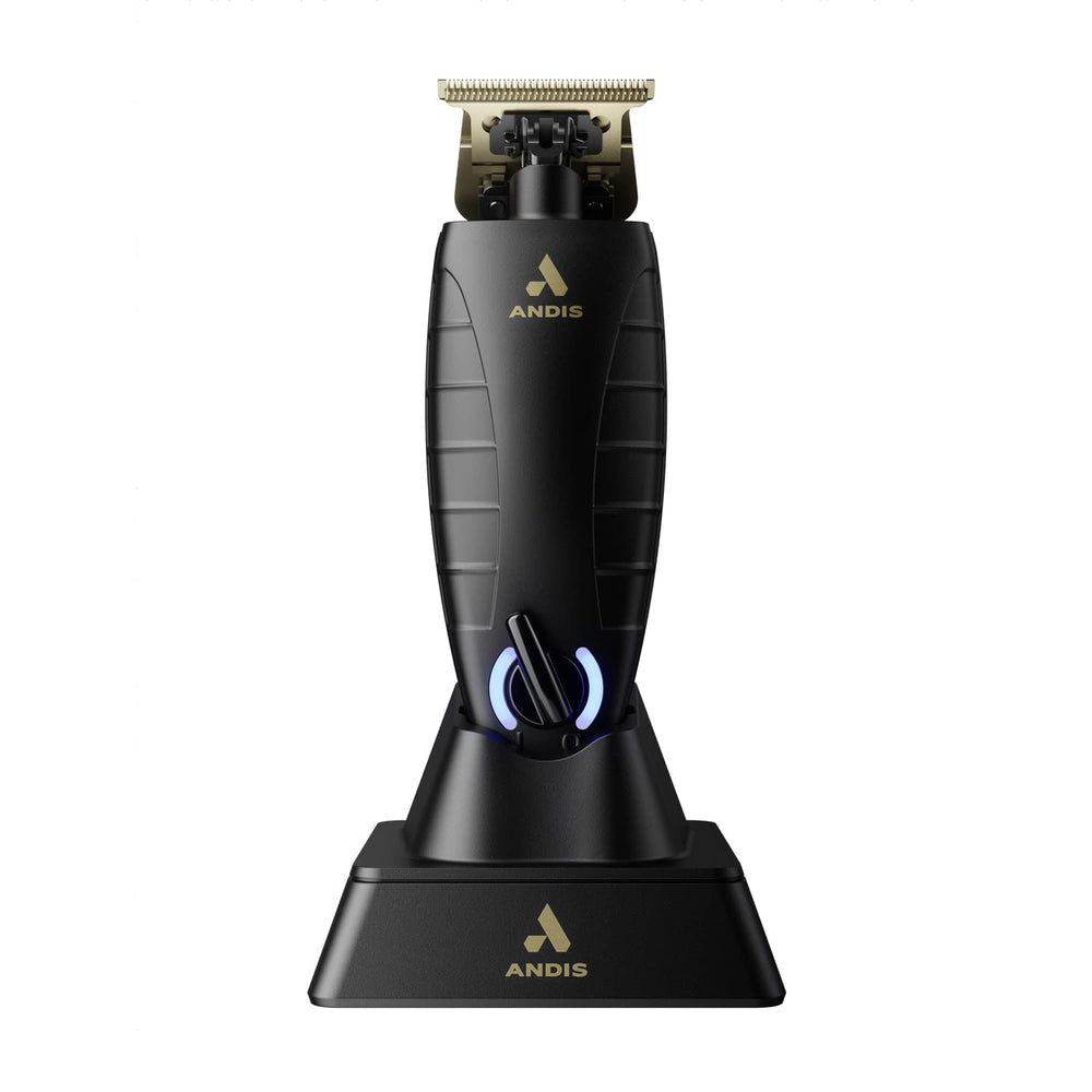 Andis GTX-EXO front view showing sleek black housing and ergonomic grip benefits precision