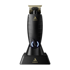 Andis GTX-EXO front view showing sleek black housing and ergonomic grip benefits precision