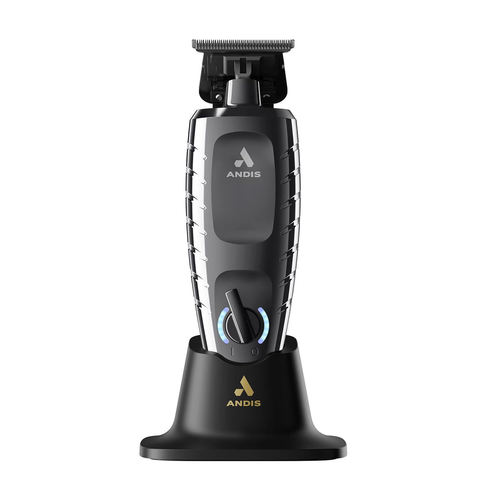 Andis GTX-EXO II front view showing sleek black chrome and professional finish benefit: premium look