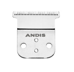 Andis T-blade front view showing carbon stainless edge and precise teeth benefit precision