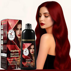 AngeRose front bottle shot showing wine red label and benefit of easy at-home coloring