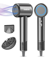 ANIEKIN front view gray hair dryer showing sleek design and fast drying benefit