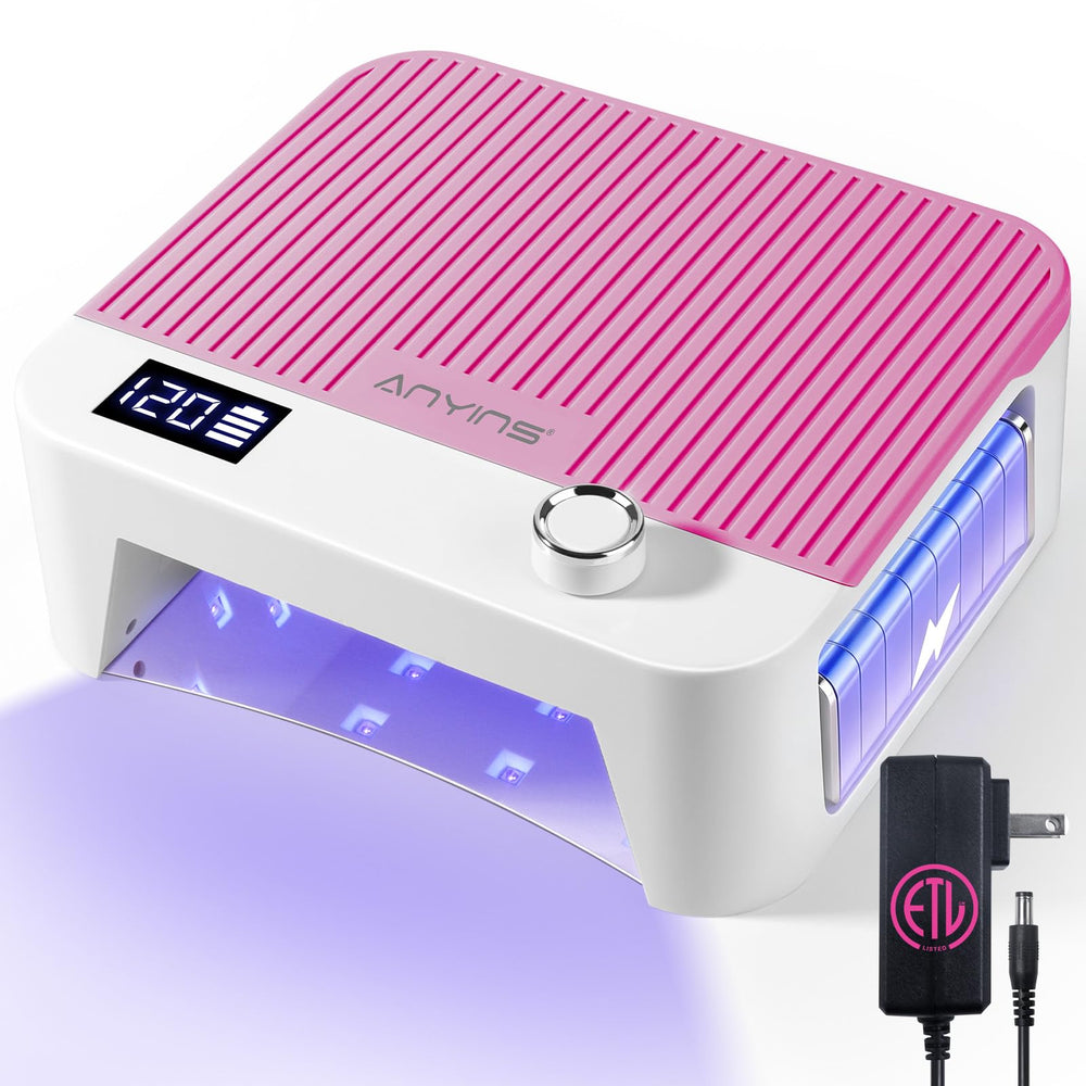 ANYINS front view of pink cordless lamp showing compact design and fast curing