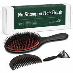Anynew boar bristle brush front view showing smooth handle and bristles for gentle shine
