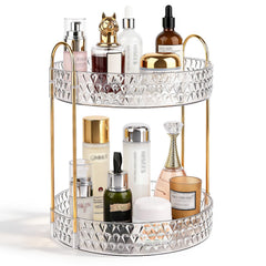 Anyoifax front view of 2-tier rotating organizer showcasing neat storage benefit