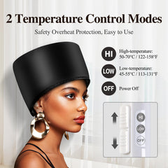 aopow model with cap on demonstrating comfortable fit for afro hair