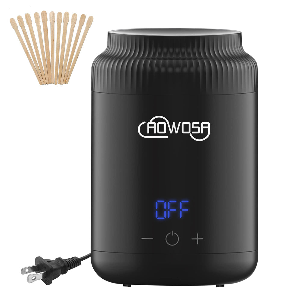 AOWOSA front view compact wax warmer showing sleek portable design and quick setup benefit