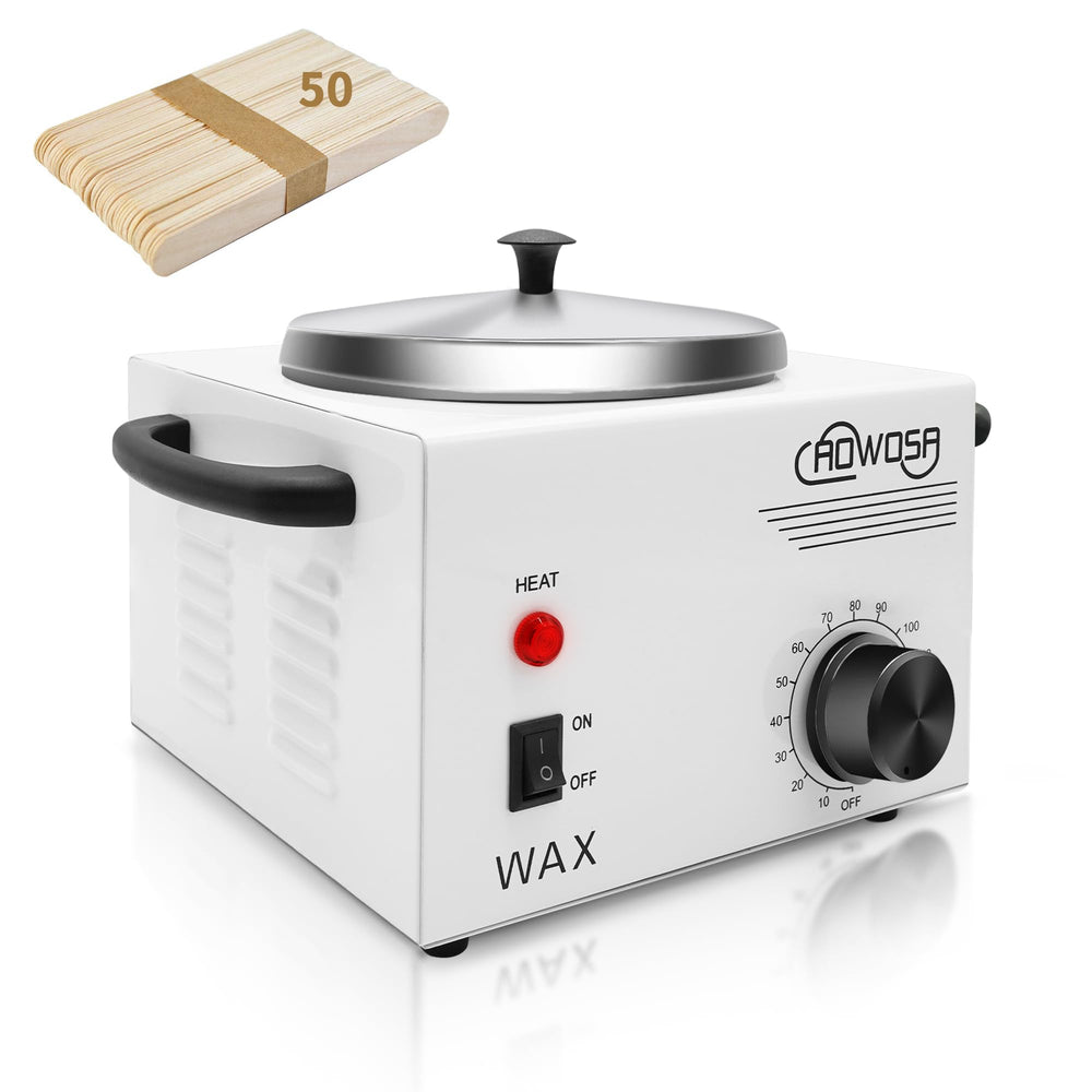 AOWOSA front view of wax heater showing durable stainless body and controls for reliable performance