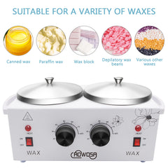 AOWOSA top-down view with two wax cans demonstrating dual heating benefit