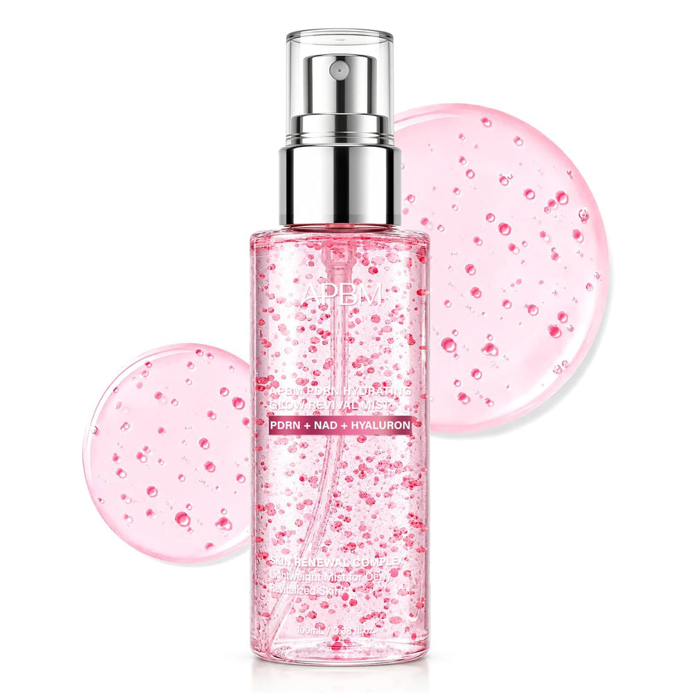 APBM front packaging showing the glow serum mist and size benefit