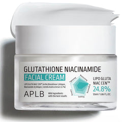 APLB front jar showing LIPO GLUTA NIAC CEN cream, clear labeling and compact size benefit