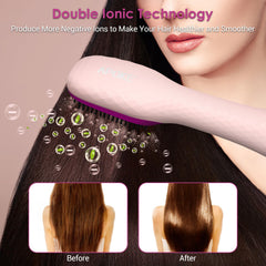 APOKE brush in use on long hair creating volume and faster drying benefit