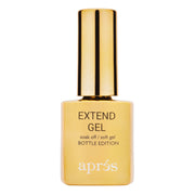 APRÉS gold bottle front view showing product and easy application