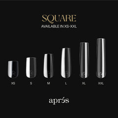 APRÉS Gel-X tip held to natural nail showing easy application benefit