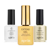 APRÉS Extend Gel gold bottle front view showing professional formula benefits