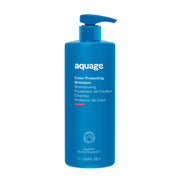Aquage front bottle showing product identity and easy-pour design benefits