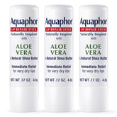 Aquaphor front packaging shows three sticks and soothing benefits