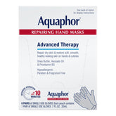 Aquaphor front packaging showing six repairing hand masks for intensive hydration