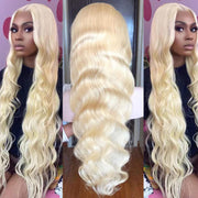 Arabella 613 front view full length shows blonde waves and natural fall