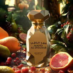 ARABIYAT prestige mahd al dhahab side profile highlighting bottle shape and refined design