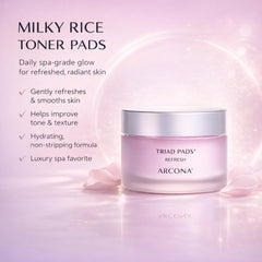 ARCONA pad saturated with milky solution showing hydrating formula ready to use