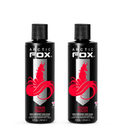 ARCTIC FOX front bottles showing bold red shade and product volume