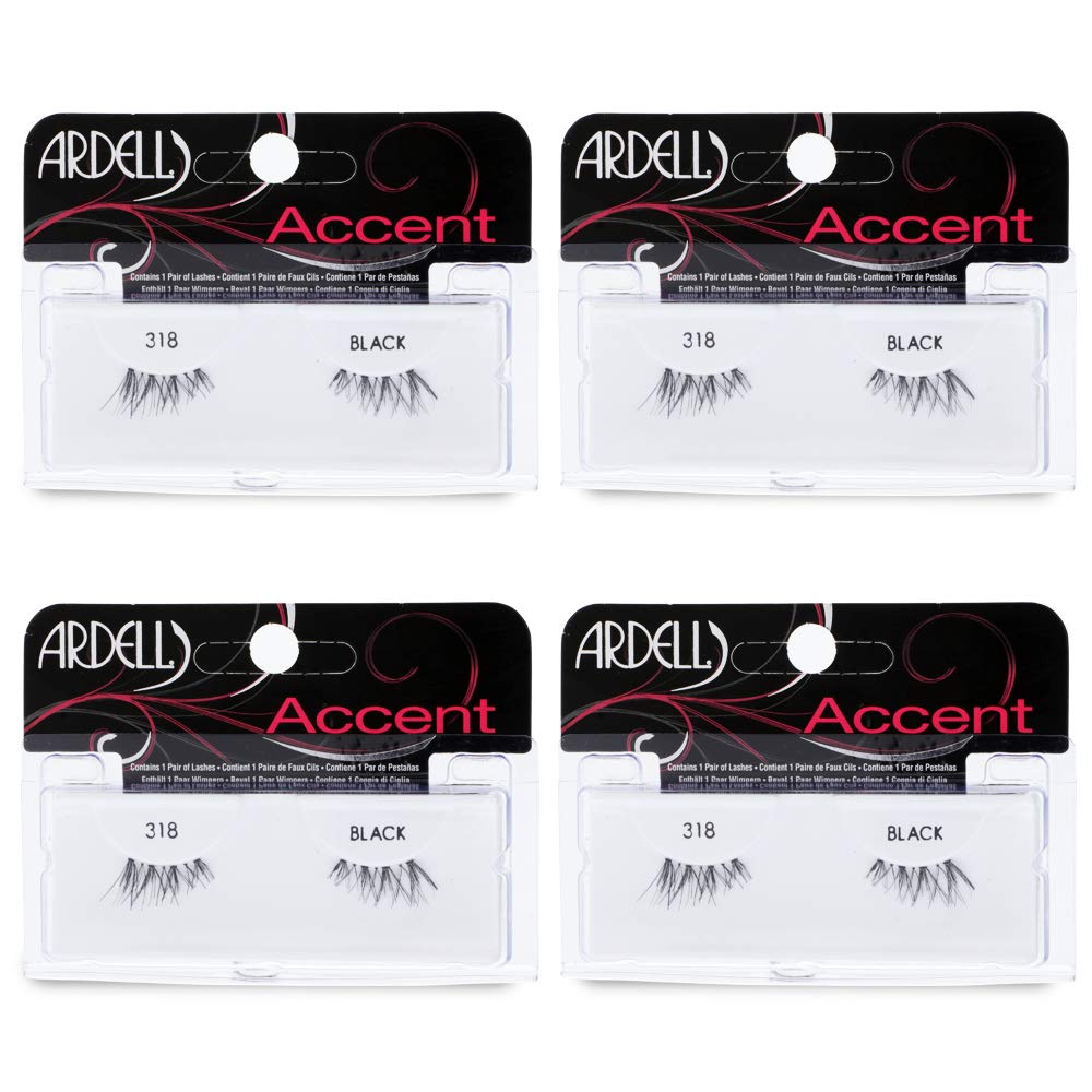 Ardell front packaging showing 318 half lashes and convenient 4-pack benefit