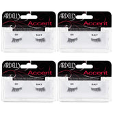 Ardell front packaging showing 301 accent half lashes and pack benefit
