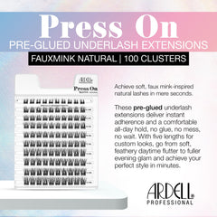 Ardell pre-glued cluster base detail showing instant adherence benefit