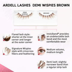 Ardell demi wispies brown thin invisible band detail for comfortable wear