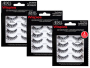 Ardell demi wispies pack front showing three black lash strips and reusable tray benefit