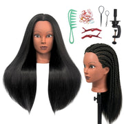 ARLEFENNI front view of black mannequin head showing natural scalp for realistic practice