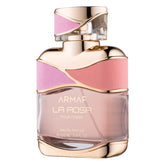 Armaf La Rosa front bottle showing elegant label and glass, highlighting premium look