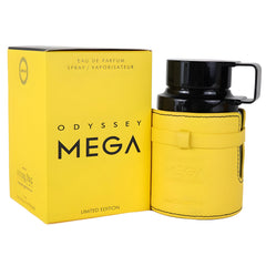 Armaf Odyssey Mega held in hand to show 3.4 oz size and portability