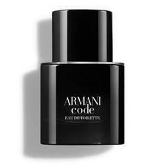 Armani Beauty Code front bottle view showing modern refillable design benefit