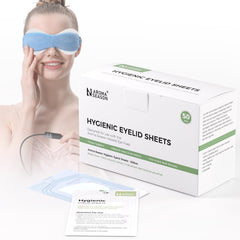 Aroma Season front box showing 50 individually wrapped eyelid sheets for hygienic use