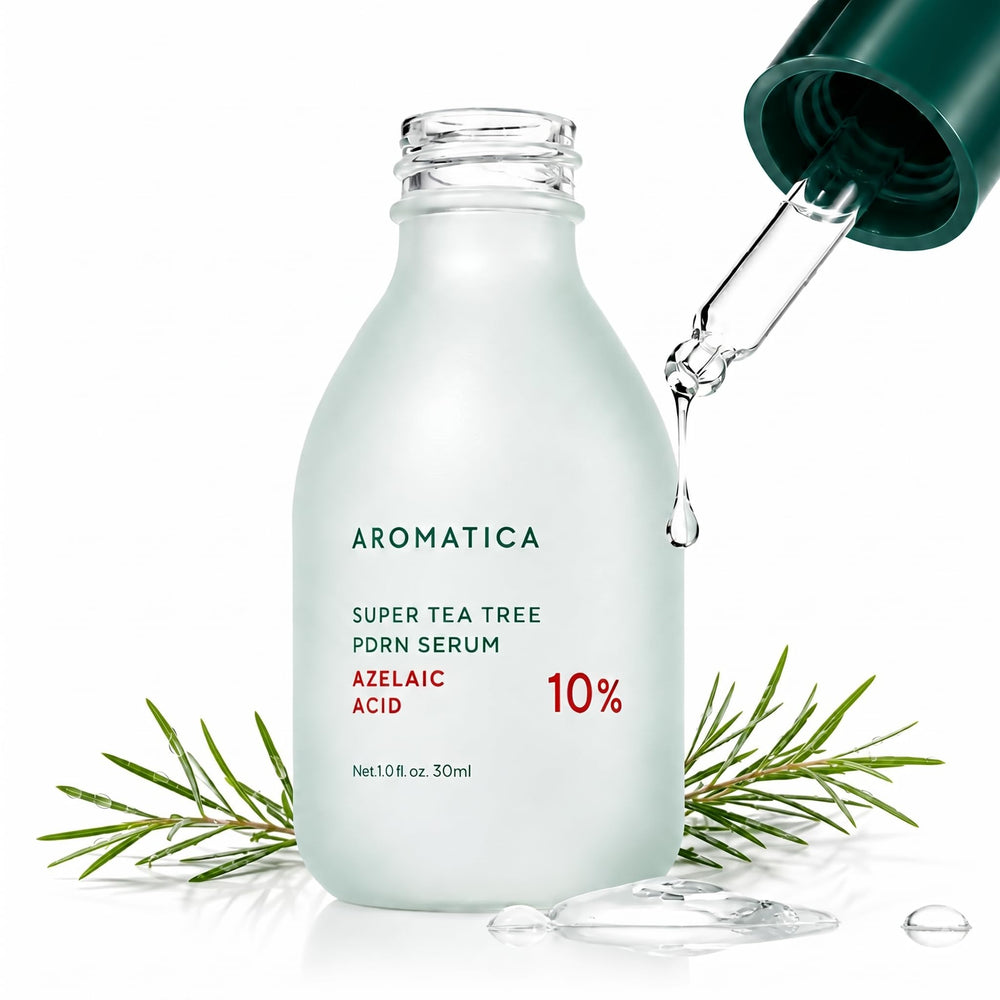 AROMATICA front bottle view showing clear serum and clean design for confident use