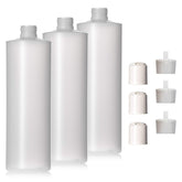 Aromine front view of three 16oz bottles showing neutral finish and capacity