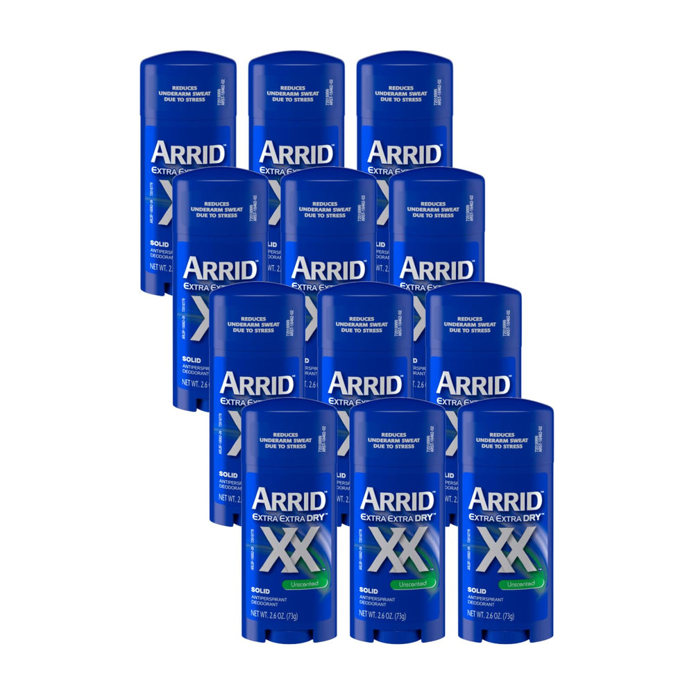 Arrid front packaging showing unscented antiperspirant for reliable wetness control