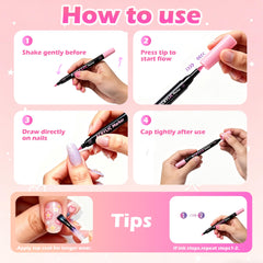 Arrivalove pen drawing floral nail art on a finger demonstrating smooth flow