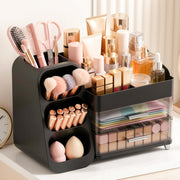 Asdbko front view of clear organizer showing tidy beauty display and neat access