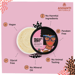 Ashanti Naturals open jar displaying whipped pink soufflé texture for easy spreadability