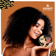Ashanti Naturals raw shea, almonds, coconut arranged to show natural ingredients benefit: clearly sourced components