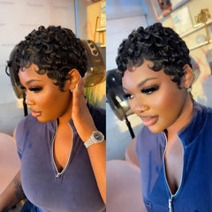 Asteria side profile displaying layered short pixie and natural movement benefit