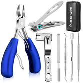 Aucurwen front packaging showing full 7-piece pedicure kit and portability benefit