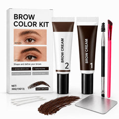 Aufdzceh front view of brow kit showing tools and benefits of all-in-one convenience