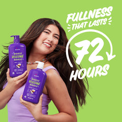 Aussie 30.4 oz bottle in hand illustrating large size and value