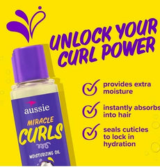 Aussie oil applied to hands demonstrating easy distribution and shine