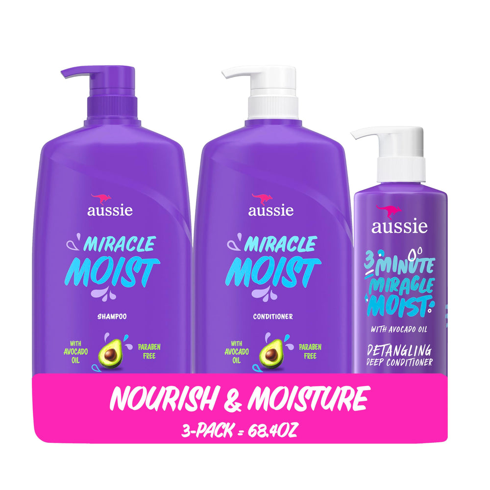 Aussie front packaging trio showing full-sized bottles and citrus floral scent benefit